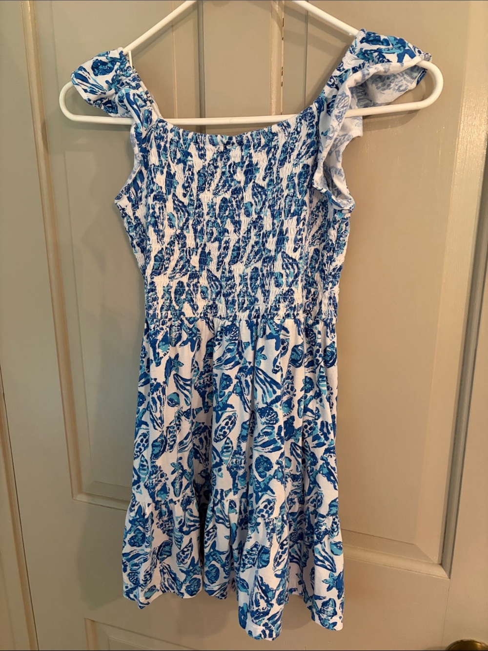 Lilly Pulitzer Blue and White Floral Smocked Dress - Picture 5 of 5